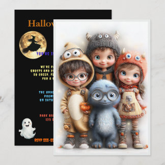 Halloween kostymfest söta pojkar och flickor inbjudningar