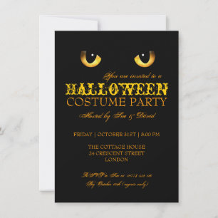 Halloween Kostymfest Svart Katt Gul Inbjudningar