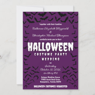 Halloween-kostymfestlig bröllopsinbjudan med fladd inbjudningar