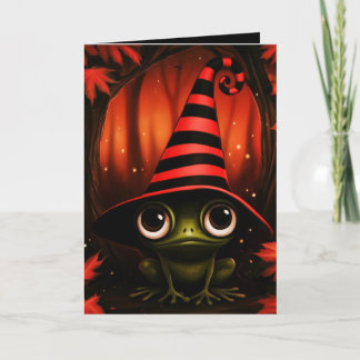 Halloween-kostymillustration för grodhäxa kort