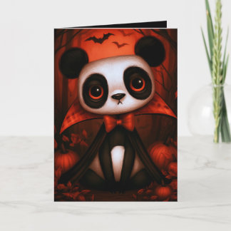 Halloween-kostymillustration för panda-vampyr kort