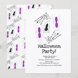 Halloween-kostymparty med spindelteckningar inbjudningar