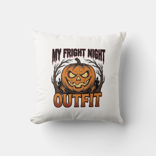 Halloween Kostymskjorta Spöklik Pumpa Outfit_1 Kudde (Framsida)