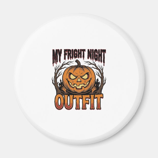 Halloween Kostymskjorta Spöklik Pumpa Outfit_1 Magnet (Framsidan)