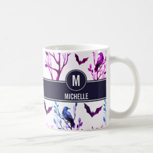 Halloween Kråka Fladdermus Monogram Personlig Namn Kaffemugg
