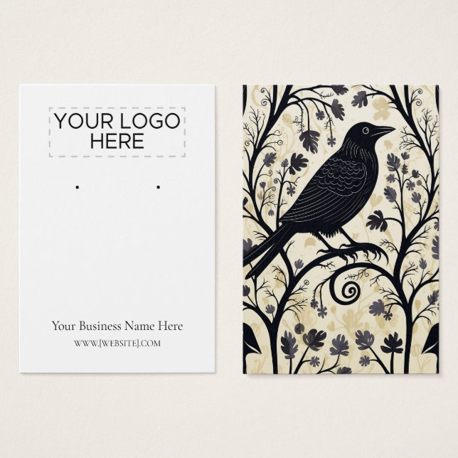 Halloween Kråka Raven Earring Visning Card Visitkort (Framsida & baksida)