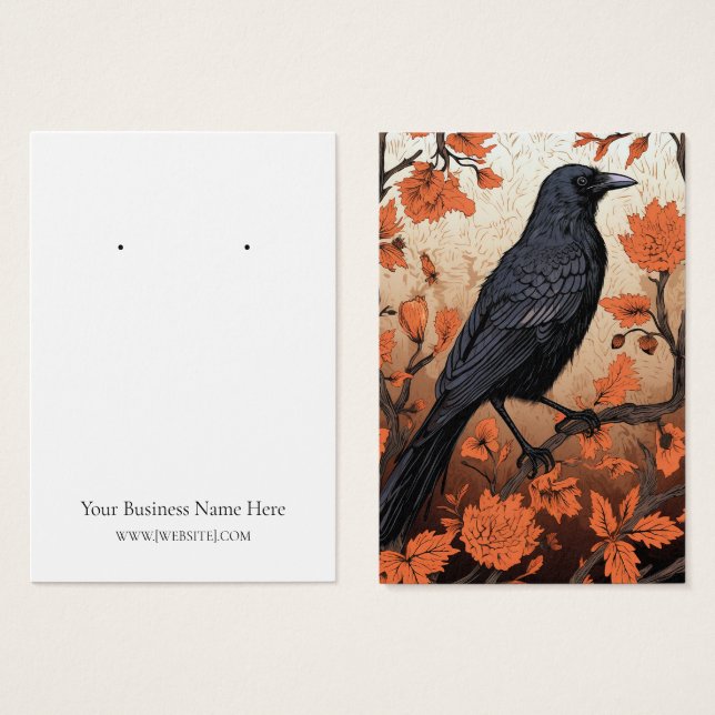 Halloween Kråka Raven Earring Visning Card Visitkort (Framsida & baksida)