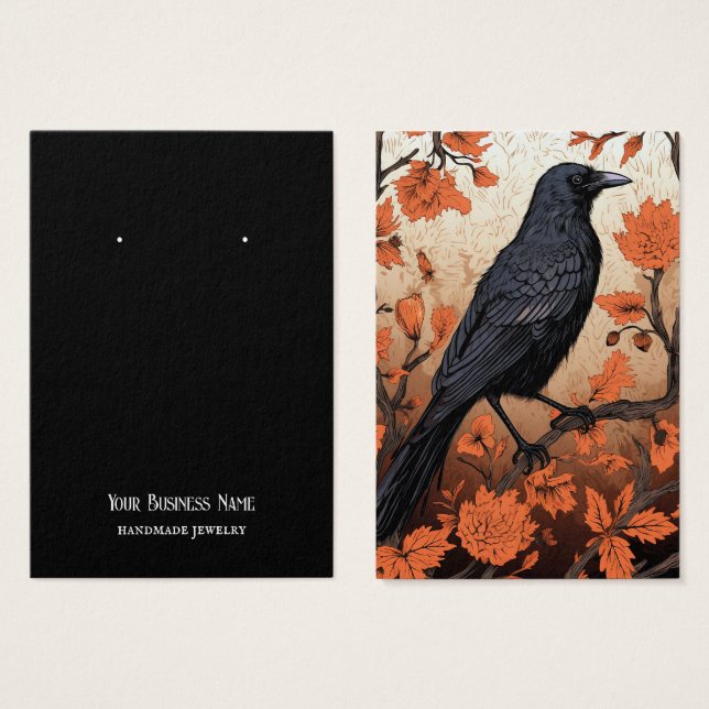 Halloween Kråka Raven Earring Visning Card Visitkort (Framsida & baksida)