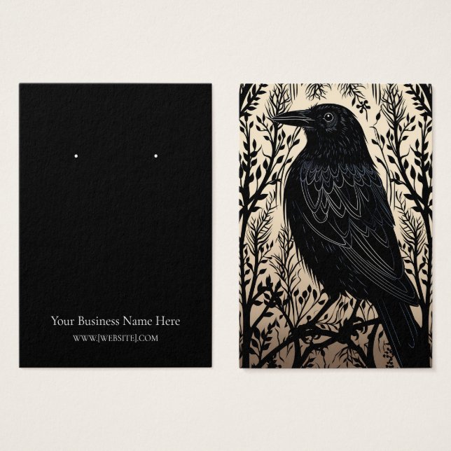 Halloween Kråka Raven Earring Visning Card Visitkort (Framsida & baksida)