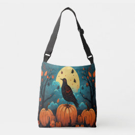 Halloween-Kråkan i Pumpkin Forest Axelväska