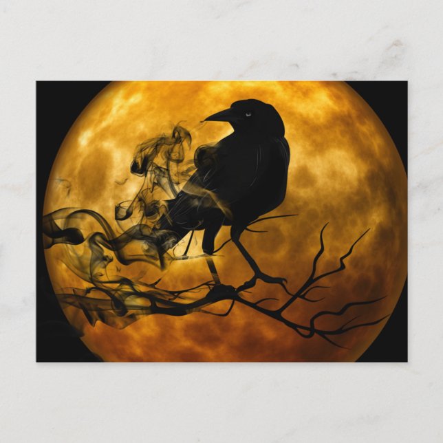 Halloween-kråkan på natten vykort (Framsida)