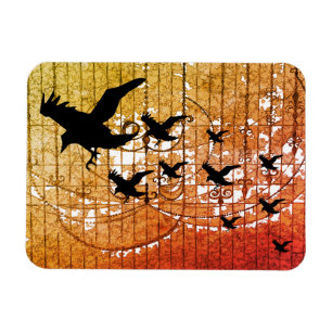 Halloween-Kråkor flyger genom hemlig slottsablaze Magnet