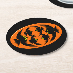 Halloween Kråkor Papper Underlägg Rund