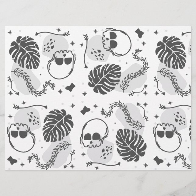Halloween-kranier och blad Scrapbook-papper  Reklamblad (Framsidan)