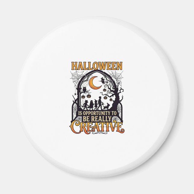 Halloween Kreativ Barn Silhuett Halvmåne W Magnet (Framsidan)