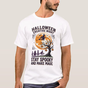 Halloween Kreativ T-shirt Vintage Spooky Moon Art_