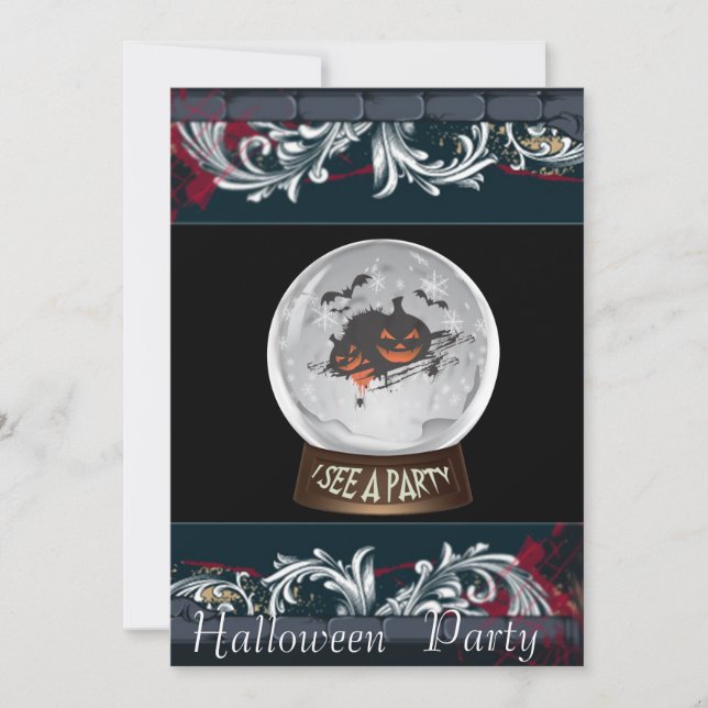 Halloween kristallkula festinbjudan inbjudningar (Framsida)