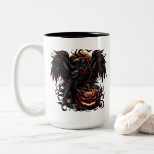Halloween-kruka med korp för kaffe Två-Tonad mugg