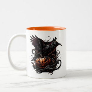 Halloween-kruka med korp för kaffe Två-Tonad mugg