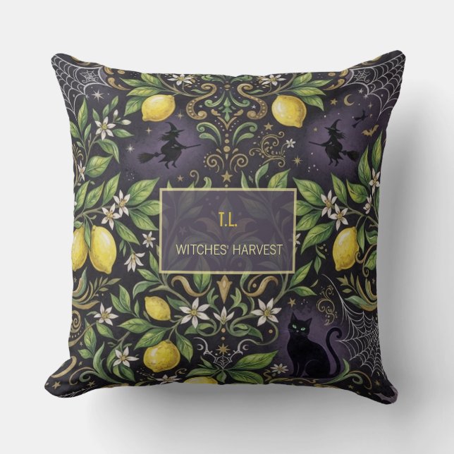 Halloween kudde Gothic Botanical Citron (Framsida)