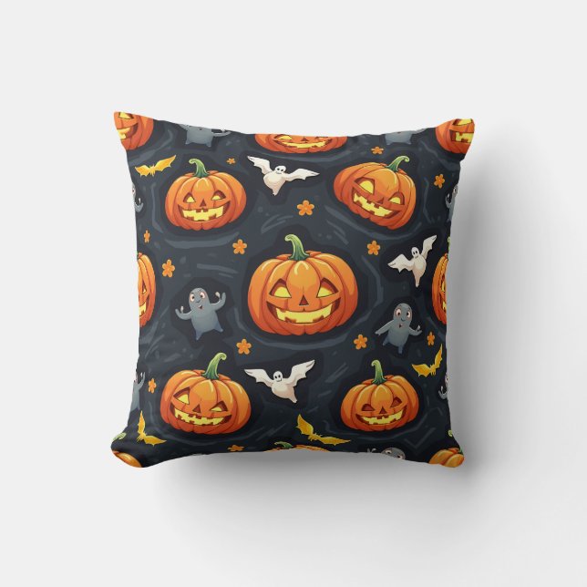 Halloween-kudde med monster och pumpor som kudde (Framsida)