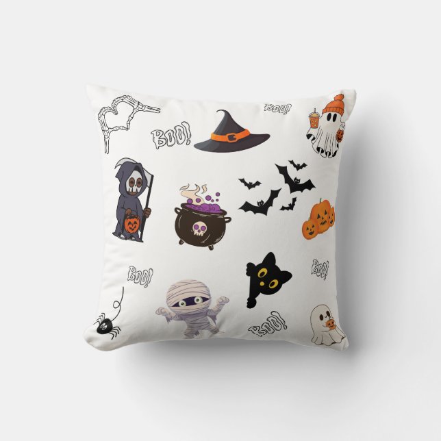 Halloween-kudde med söta tecken kudde (Framsida)