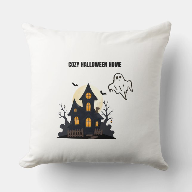 Halloween Kudde med Spökhus för Mysigt Hem (Framsida)