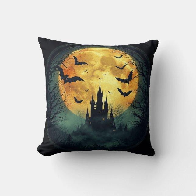 Halloween kudde med spökslott (Framsida)
