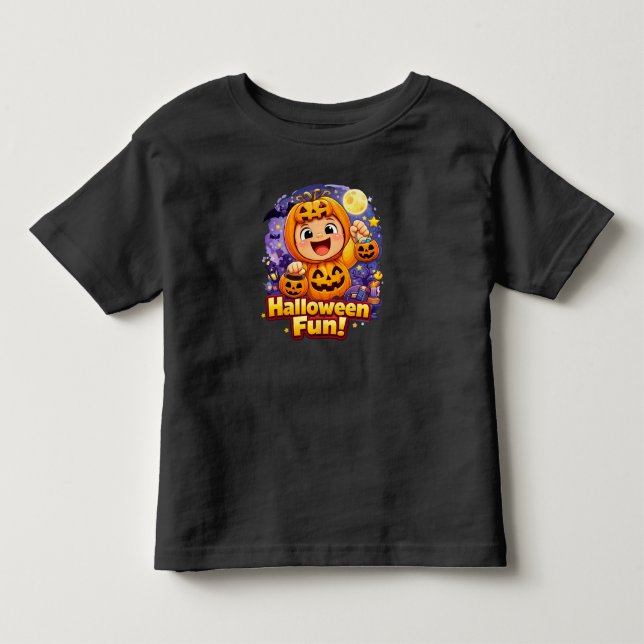 Halloween Kul Baby Pumpa Illustration T Shirt (Framsida)