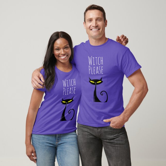 Halloween kul katt häxa Vänligen T Shirt (Unisex)