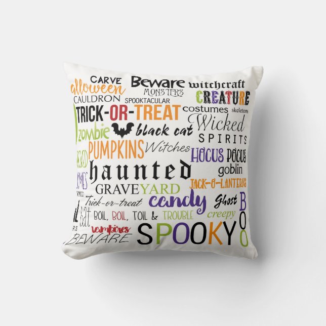 Halloween Kul med ord typografi kastkudde Kudde (Framsida)