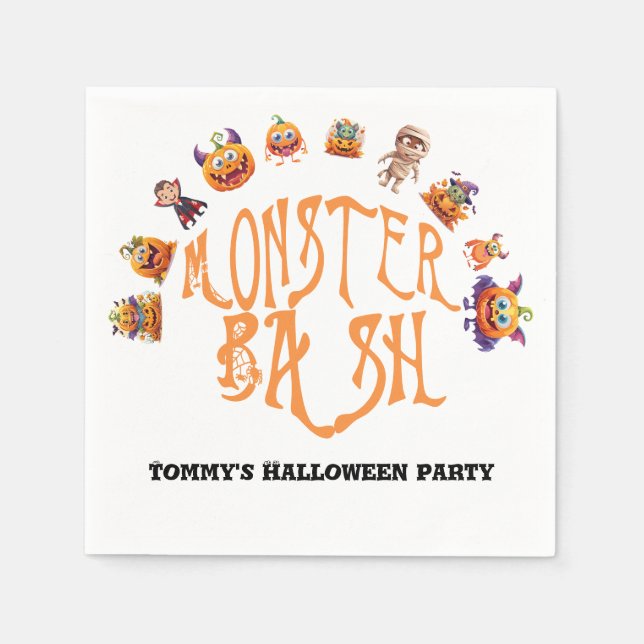 Halloween Kul Monster Bash Pappersservett (Framsidan)
