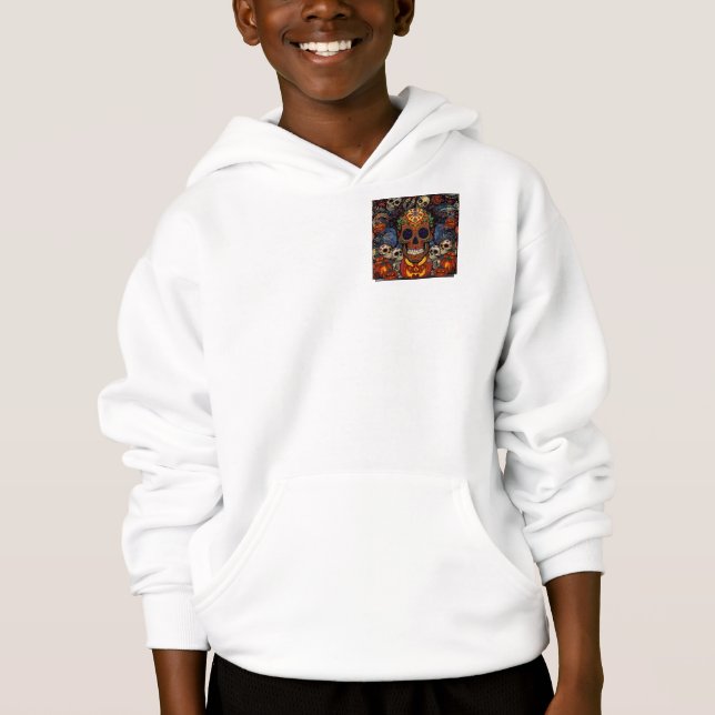Halloween Kung Sugar Skull, Jack O' Lantern  T Shirt (Framsida)
