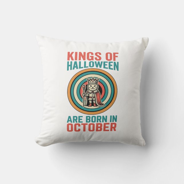 Halloween-kungar Oktober Födelsedag Vintage T-shir Kudde (Framsida)