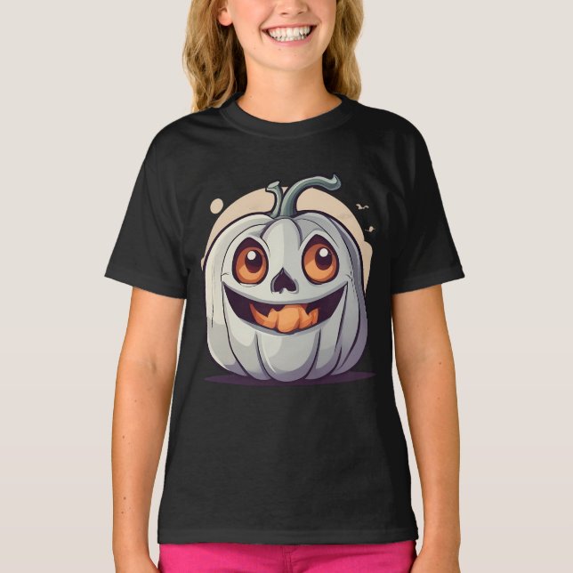 Halloween Kürbis Geist T Shirt (Framsida)