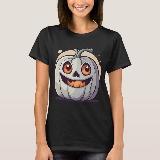 Halloween Kürbis Geist T Shirt (Framsida)