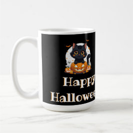 Halloween kuslig anda med bedårande svart katt kaffemugg
