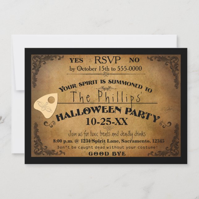 Halloween kuslig ande tavla fest inbjudan (Framsida)