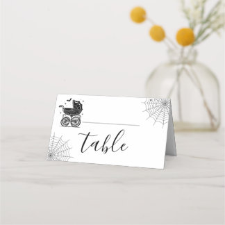 Halloween Kuslig Barnvagn Baby Shower Platskort Placeringskort