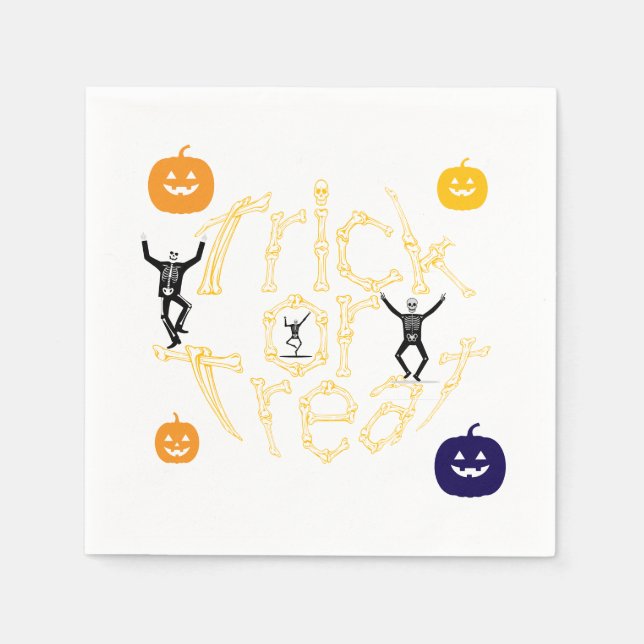 Halloween Kuslig Ben Text Bus eller Godis Pappersservett (Framsidan)