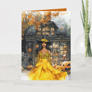Halloween Kuslig Butiksfasad Häxa Halloween-kort Kort