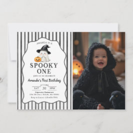 Halloween Kuslig Ettårs Födelsedags Foto Inbjudan
