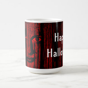 Halloween kuslig flicka i skog kaffemugg
