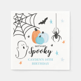 Halloween kuslig födelsedag blå pumpor pappersservett