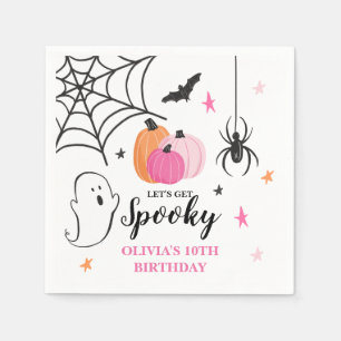 Halloween kuslig födelsedag rosa pumpor servetter