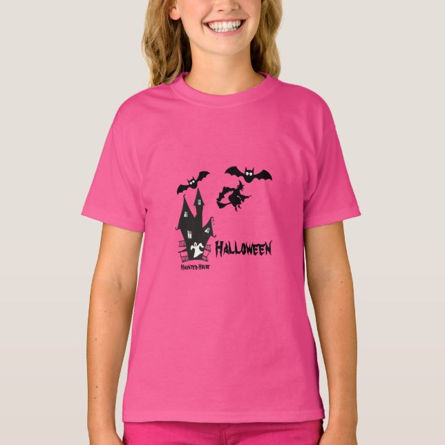 Halloween Kuslig Häxhus för Barn T Shirt (Framsida)