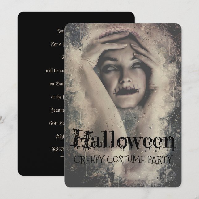 Halloween Kuslig Kostymfest Inbjudningar (Fram/baksida)