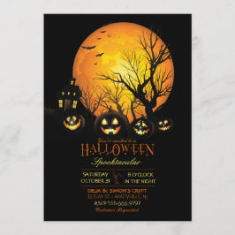Halloween Kuslig Mörk Fullmåne Jack O Lantern Inbjudningar