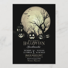 Halloween Kuslig Mörk Fullmåne Jack O Lantern Inbjudningar