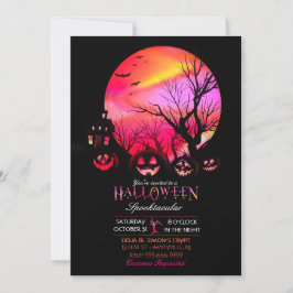 Halloween Kuslig Mörk Fullmåne Jack O Lantern Inbjudningar